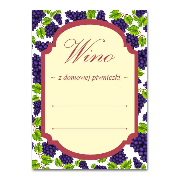 KPL. 16 ETYKIET SAMOPRZYLEPNYCH 65X90MM *WINO - WINOGRONO*