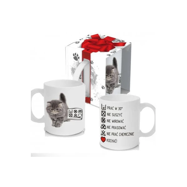 KUBEK PORCELANOWY ZWIERZAK *KOT-METKA*