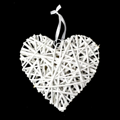 DM-DEKORACJA WIKLINOWA SERCE BIAŁE 25X25CM DM02D