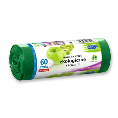 STEL-WORKI NA ŚMIECI Z USZAMI EKOLOGICZNE 60L A'10 ZIELONE
