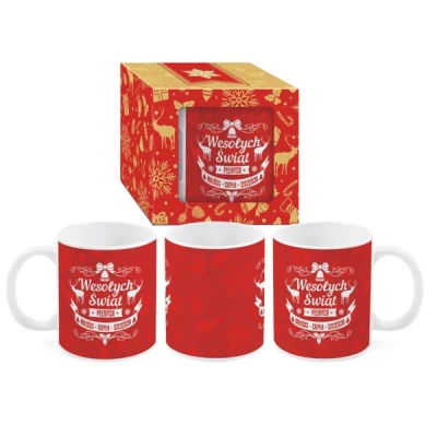 BG-KUBEK BOSS 300ML CZERWONY *WESOŁYCH SWIĄT*