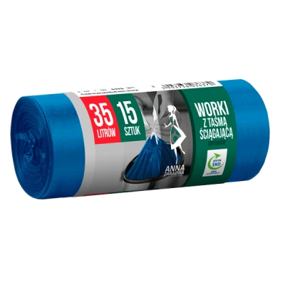 STEL-WORKI ŚMIECIOWE 35L A'15 NIEBIESKIE Z TAŚMĄ
