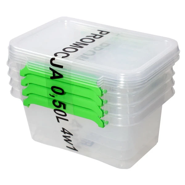 ZESTAW POJEMNIKÓW 0,5L 4W1 Z ZIELONYMI KLIPSAMI 0013