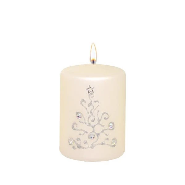 ADPAL-ŚWIECA PIEŃKOWA 100/70 ZIMOWE DRZEWKO METALIK PÓŁMAT BIAŁA