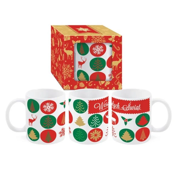 BG-KUBEK BOSS 300ML ŚWIATECZNY KROPKI *WESOŁYCH SWIĄT*