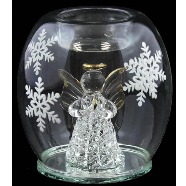 CH-ŚWIECZNIK NA TEALIGHTA SZKLANA KULA Z ANIOŁKIEM 3834