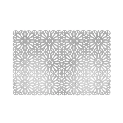 DAJ-MATA STOŁOWA 1SZT. PVC PROSTOKĄT SREBRNA AŻUR 37092