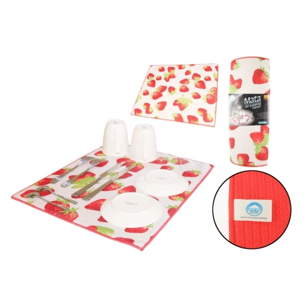 EM-MATA DO SUSZENIA NACZYŃ MIKROFIBRA *TRUSKAWKA* DGS058