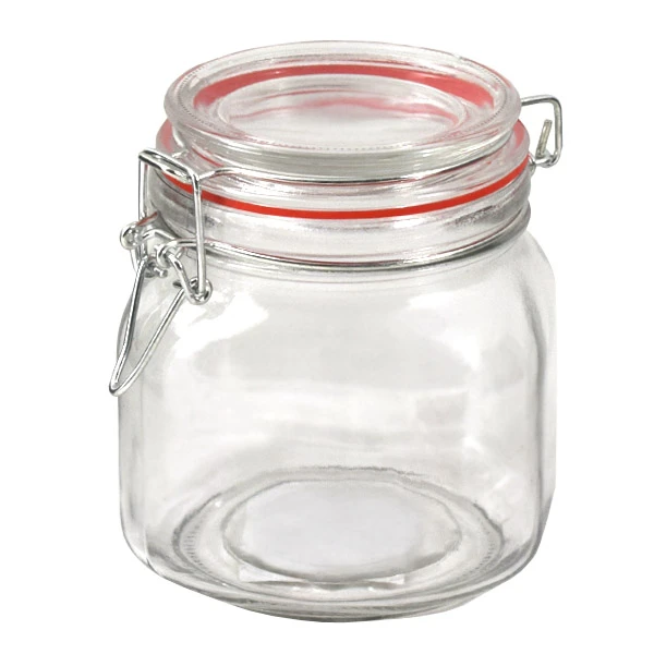 FENIKS-SŁÓJ SZKLANY KWADRATOWY Z KLIPSEM 10X12.5CM 0.75L