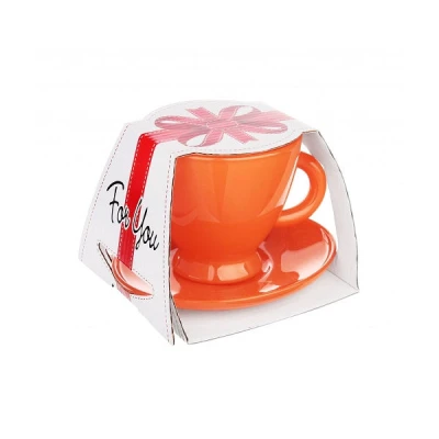 GLA-FILIŻANKA+SPODEK OWALNY POMARAŃCZ ROM