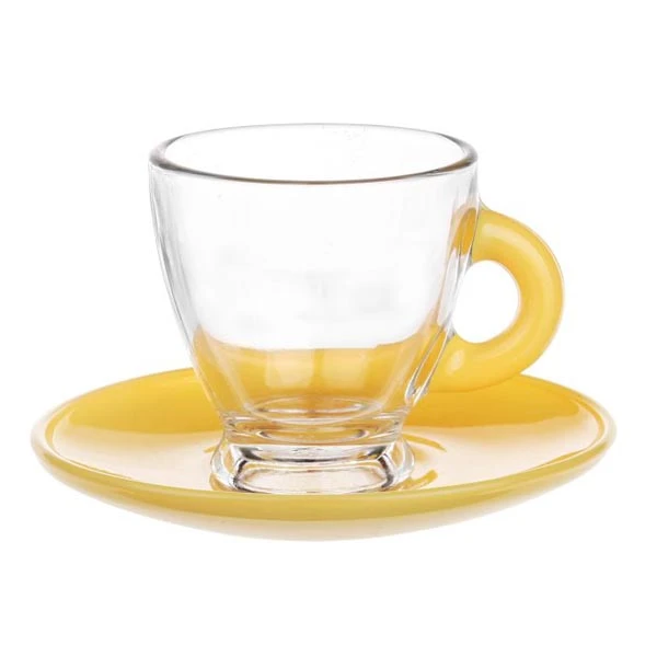 GLA-KPL. FILIŻANKA+SPODEK 85ML ŻÓŁTE *UCHO*