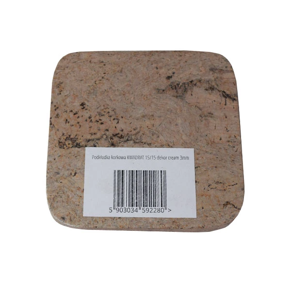 KOR-PODKŁADKA KORKOWA KWADRAT 15X15 DEKOR CREAM 3MM  /4/