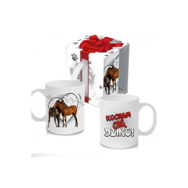 KUBEK PORCELANOWY ZWIERZAK *KOCHAM CIĘ DZIKO*