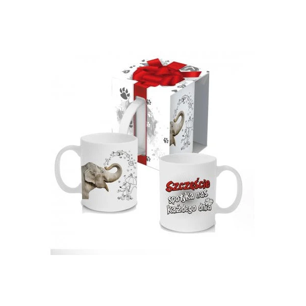 KUBEK PORCELANOWY ZWIERZAK *SŁOŃ SZCZĘSCIE*