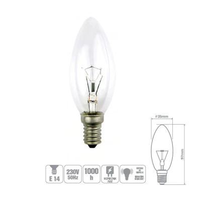 ŻARÓWKA WSTRZĄSOODPORNA CLIS-25CL 25W E14 ŚWIECA PRZEZROCZYSTA