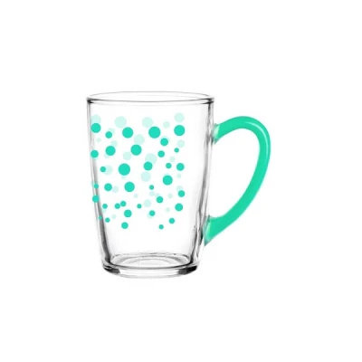 GLA-KUBEK LENA/ALA 300ML KROPKI+ UCHO TURKUSOWE