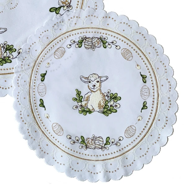 ROD-SERWETKA FI 35CM *WIELKANOC BARANEK* /6/ ZŁOTY