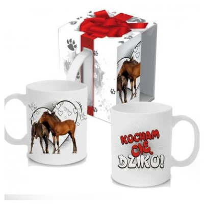 KUBEK PORCELANOWY ZWIERZAK *KOCHAM CIĘ DZIKO*