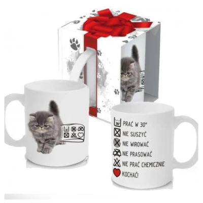 KUBEK PORCELANOWY ZWIERZAK *KOT-METKA*