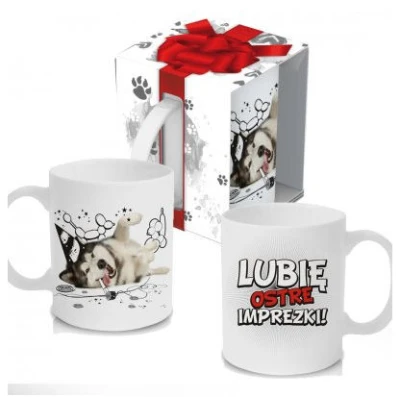 KUBEK PORCELANOWY ZWIERZAK *PIES-LUBIĘ OSTRE IMPREZKI*