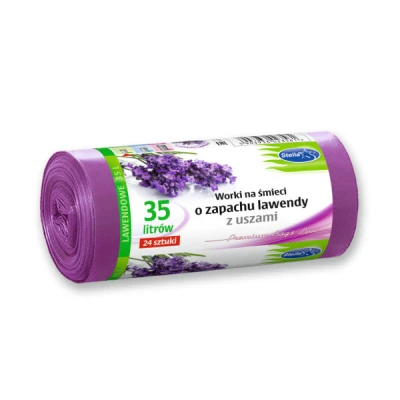 STEL-WORKI NA ŚMIECI Z USZAMI LAWENDOWE 35L A'24 LDPE 3561