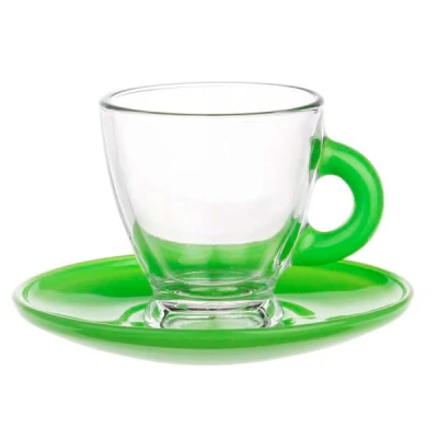 GLA-KPL. FILIŻANKA+SPODEK 85ML ZIELONE *UCHO*