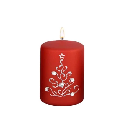 ADPAL-ŚWIECA PIEŃKOWA 100/70 ZIMOWE DRZEWKO METALIK PÓŁMAT CZERWONA