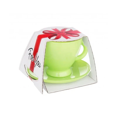 GLA-FILIŻANKA+SPODEK OWALNY JASNY ZIELONY ROM