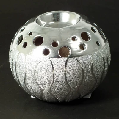 TOM-ŚWIECZNIK KULA SREBRNY 10CM WS10