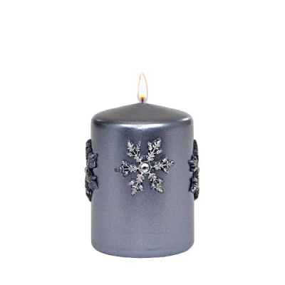 ADPAL-ŚWIECA PIEŃKOWA 100/70 CHRISTMAS TIME METALIK SZARA