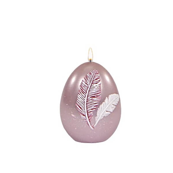 AD-ŚWIECA JAJKO 90/70 DUŻE PIÓRKO METALIK PUDROWY RÓŻ