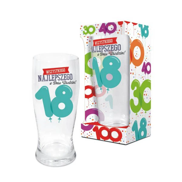 BG-SZKLANKA DO PIWA BALONIKI URODZINOWE *18*