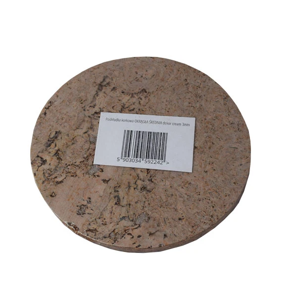 KOR-PODKŁADKA KORKOWA OKRĄGŁA ŚREDNIA DEKOR CREAM 3MM  /4/
