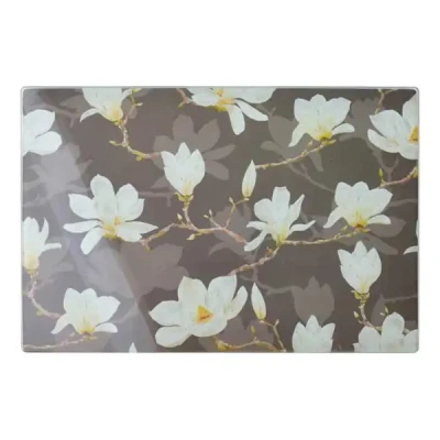 MON-DESKA SZKLANA MAŁA 20X30 KWIATY SZARY 1082