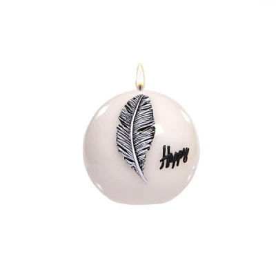 AD-ŚWIECA KULA K-3 FI80  PIÓRKO (HAPPY) LAKIER BIAŁA