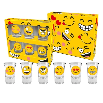 BG-ZESTAW 6 KIELISZKÓW 35ML EMOTKI *EMOTIKONY*