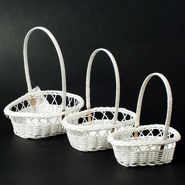 DM-KPL. 3 KOSZYKÓW DEKORACYJNYCH OWAL BIAŁE TD00137
