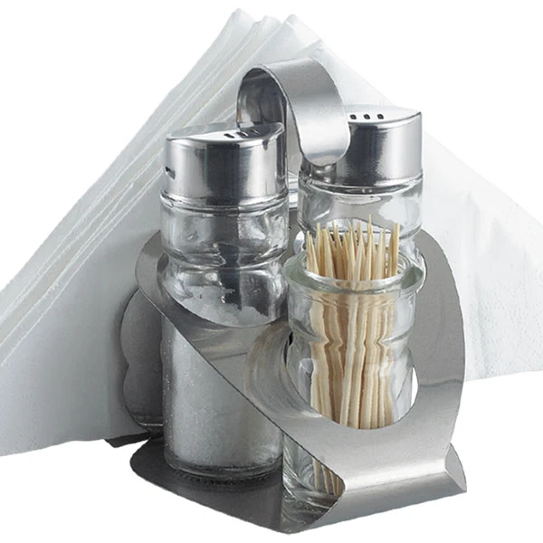 SPL-1611C ZESTAW SÓL + PIPERZ + SERWETNIK + POJEMNIK + PODSTAWKA