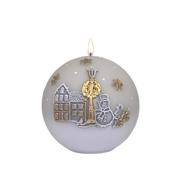 ADPAL-ŚWIECA KULA K-4(FI100) CHRISTMAS CITY LAKIER MATOWY JASNY POPIEL