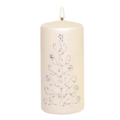 ADPAL-ŚWIECA PIEŃKOWA 150/70 ZIMOWE DRZEWKO METALIK PÓŁMAT BIAŁA