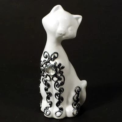 CER-KOT SMUKŁY ŚREDNI *DEKOR SREBRO* C-031DS