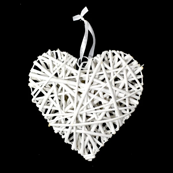 DM-DEKORACJA WIKLINOWA SERCE BIAŁE 25X25CM DM02D