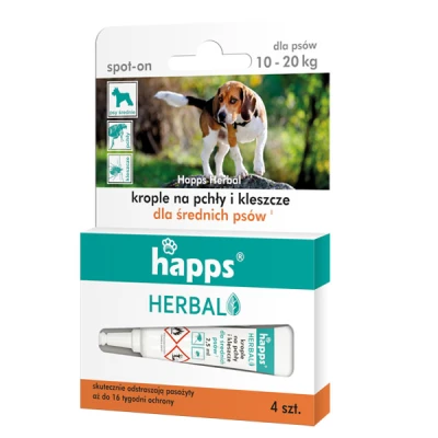 HAPPS HERBAL-KROPLE NA PCHŁY I KLESZCZE DLA MAŁYCH PSÓW 5-10KG
