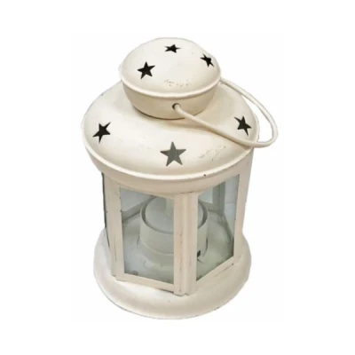 TOM-LATARNIA LED 10*10*15CM LRN08 W BIAŁA/CZERWONA