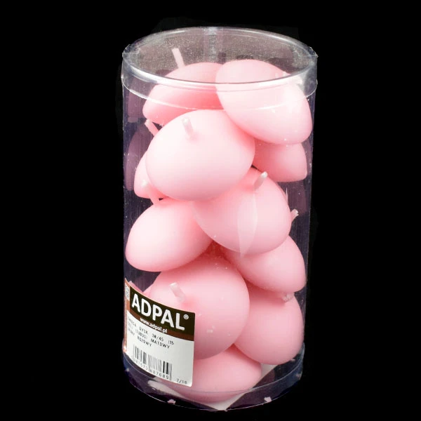 ADPAL-ŚWIECA DYSK 30/45 15SZT TUBUS MATOWY JASNY RÓŻOWY