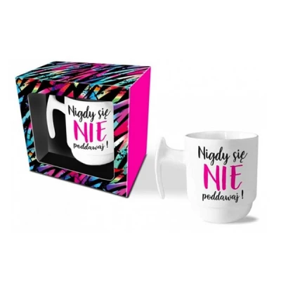 BG-KUBEK MATOWY *JOY* 310ML *NIGDY SIĘ NIE PODDAWAJ*