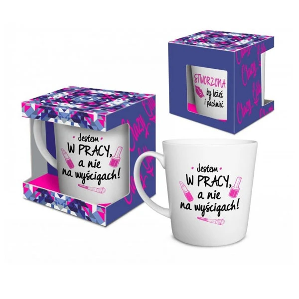 BG-KUBEK MATOWY 480ML *JESTEM W PRACY A NIE NA WYŚCIGACH*