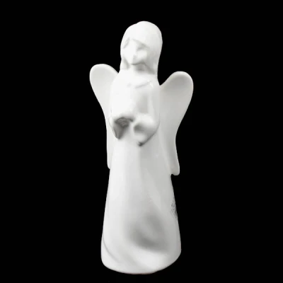 CER-ANIOŁ ŚREDNI Z SERCEM *SZKLIWO BIAŁE* C-879SZB