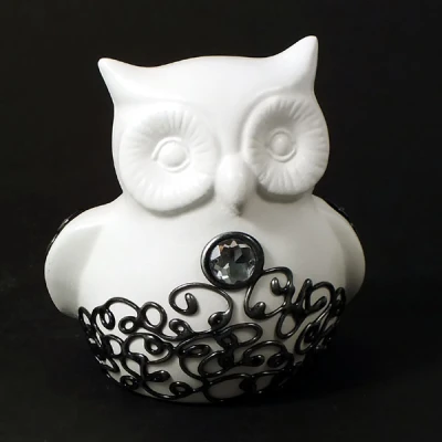 CER-SOWA SIEDZĄCA *DEKOR SREBRNY* C-492DS