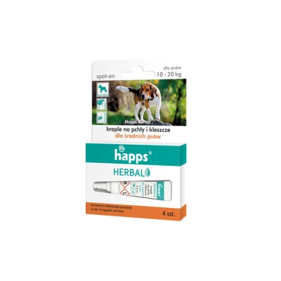 HAPPS HERBAL-KROPLE NA PCHŁY I KLESZCZE DLA ŚREDNICH PSÓW 10-20KG